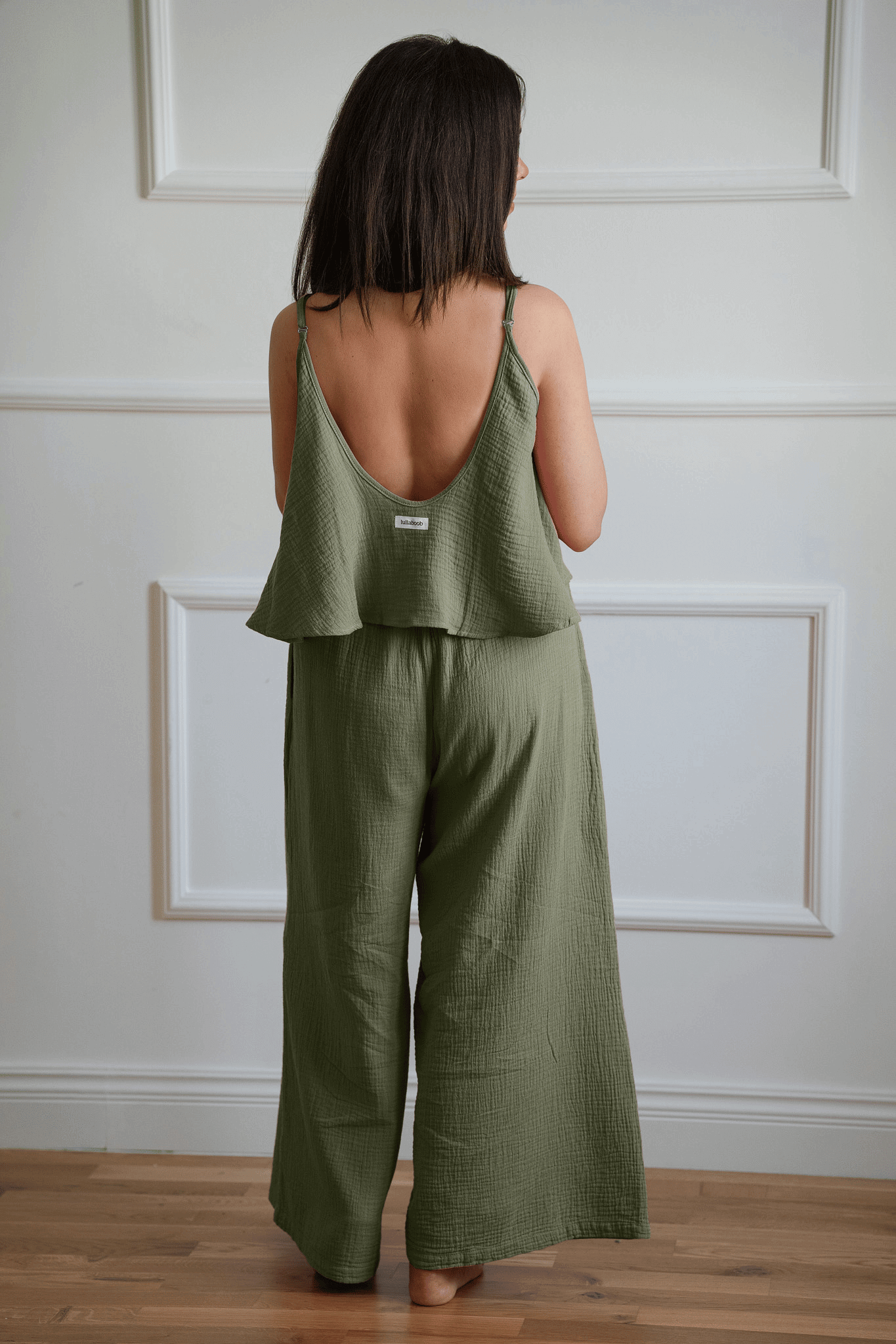 Lila Muslin Postpartum Pants - Olive