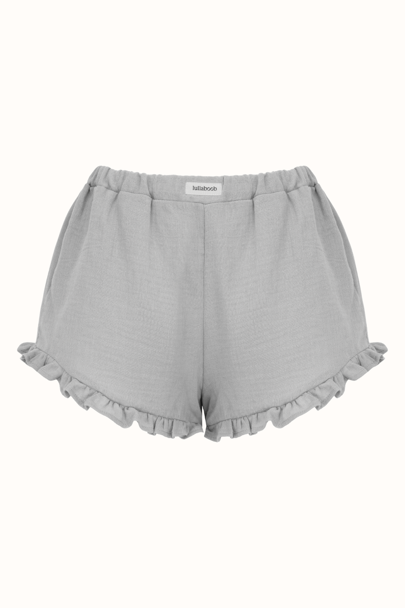 Victoria Muslin Postpartum Shorts With Frills - Silver